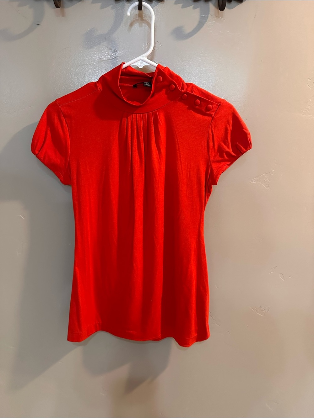 Banana Republic Orange Red Short-Sleeve Mock Neck Top Size XS